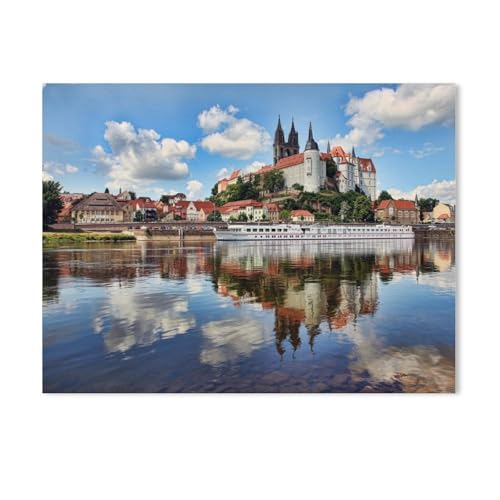 Papier Puzzle 1000 Stück，Meißen, Albrechtsburg und Dom spiegelt Sich in der Elbe, Sachsen，Erwachsene Kinder Spielzeug Dekompression Spiel（38x26cm）-AB92 von GSBRSNTS
