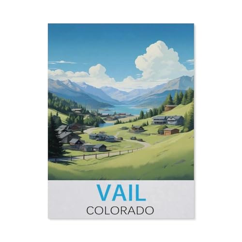 Papier Puzzle 1000 Stück，Vail, Colorado Vintage-Reiseposter，Puzzles Lernspielzeug Für Erwachsene Geburtstagsgeschenk（38x26cm）-H46 von GSBRSNTS