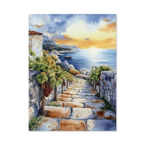 Papier Puzzle 1000 Stück，Weinreben schmücken den Weg zur Küste，Puzzles Lernspielzeug Für Erwachsene Geburtstagsgeschenk（50x70cm）-Y31 von GSBRSNTS