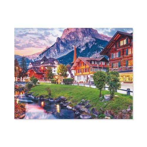 Papier Puzzle Puzzle 1000 Stück，Alpenstadt, Schweiz，Puzzles Lernspielzeug Für Erwachsene Geburtstagsgeschenk Home Decoration（38x26cm）-D93 von GSBRSNTS