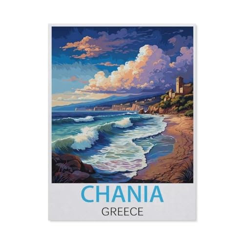 Papier Puzzle Puzzle 1000 Stück，Chania, Griechenland Vintage-Reiseposter，Puzzles Lernspielzeug Für Erwachsene Geburtstagsgeschenk Home Decoration（50x70cm）-J80 von GSBRSNTS