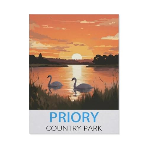 Papier Puzzle Puzzle 1000 Stück，Priory Country Park Vintage-Reiseposter，Puzzles Lernspielzeug Für Erwachsene Geburtstagsgeschenk Home Decoration（50x70cm）-L26 von GSBRSNTS