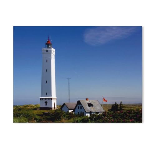 Papierpuzzle Puzzle 1000 Stück，Leuchtturm in Blåvand (Blavand)，Lernspielzeug Für Erwachsene Geburtstagsgeschenk Dekoration（38x26cm）-AC94 von GSBRSNTS