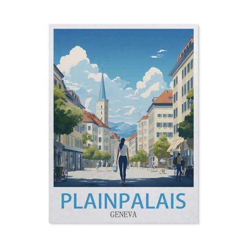 Plainpalais, Genf, Schweiz，Puzzles für Erwachsene 1000 Teile, Klassische Puzzle Puzzle Schwierig für Erwachsene Teenager Freizeit Spaß Spiel Spielzeug （75x50cm）-S15 von GSBRSNTS