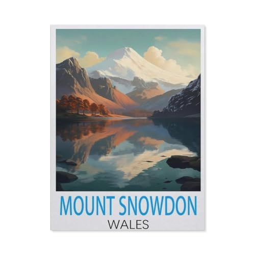 Puzzel Für Erwachsene Jigsaw Puzzle 1000，Mount Snowdon, Wales Vintage-Reiseposter，DIY Papp Puzzle Einzigartiges Geschenk（50x70cm）-I28 von GSBRSNTS