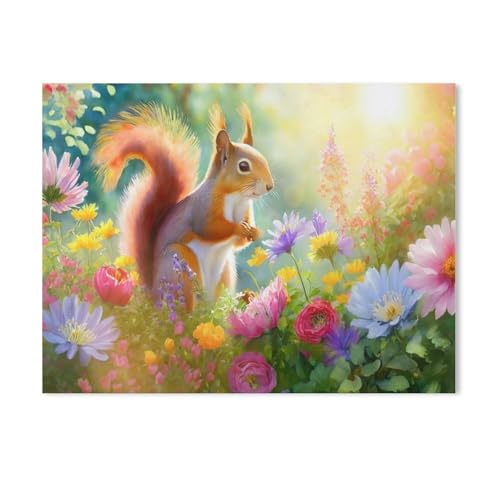 Puzzel Für Erwachsene Jigsaw Puzzle 1000，The Lively Squirrel in The Garden，DIY Papier Puzzle Einzigartiges Geschenk Wohnkultur Stil（38x26cm）-AA71 von GSBRSNTS