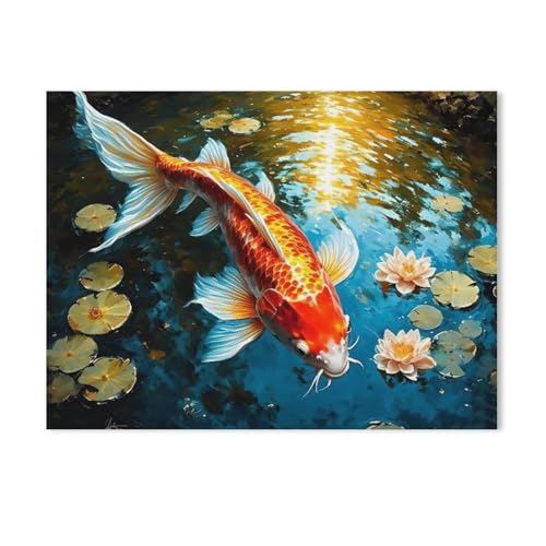 Puzzle，Lotusteich-Goldfisch，Für Kinder Und Erwachsene Holz Personalisiertes Puzzle-Spaß-Spiel 1000pcs（75x50cm）-G81 von GSBRSNTS