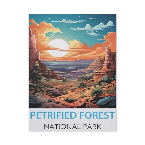 Puzzle，Petrified-Forest-Nationalpark Vintage-Reiseposter，Für Kinder Und Erwachsene Holz Personalisiertes Puzzle-Spaß-Spiel 1000pcs（75x50cm）-L92 von GSBRSNTS