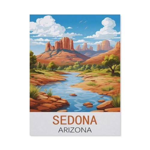 Puzzle，Sedona Arizona Vintage-Reiseplakate，Für Kinder Und Erwachsene Holz Personalisiertes Puzzle-Spaß-Spiel 1000pcs（75x50cm）-N41 von GSBRSNTS