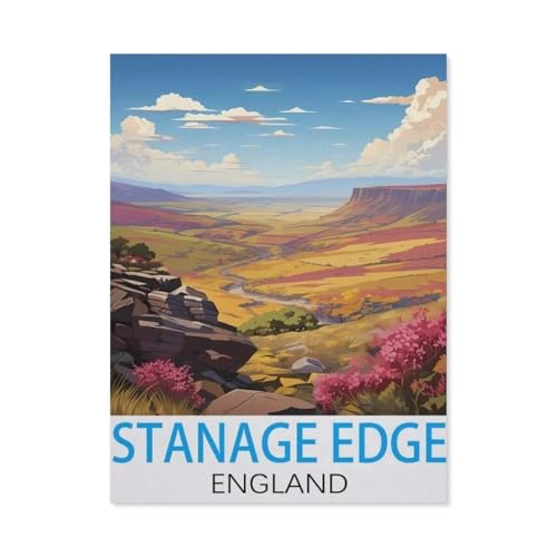 Puzzle，Stanage Edge, England Vintage-Reiseposter，Für Kinder Und Erwachsene Holz Personalisiertes Puzzle-Spaß-Spiel 1000pcs（75x50cm）-I27 von GSBRSNTS