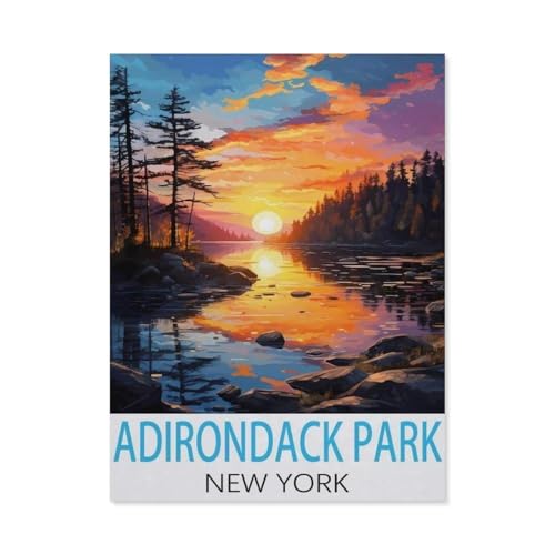 Puzzle 1000 Stück，Adirondack-Park, New York Vintage-Reiseposter，Für Papier Erwachsene Spielzeug Dekompression Spiel（50x70cm）-J68 von GSBRSNTS