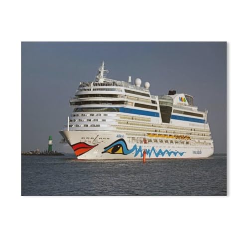 Puzzle 1000 Stück，Aida Stella in der Hafeneinfahrt Warnemünde，Für Holz Erwachsene Spielzeug Dekompression Spiel（75x50cm）-Y34 von GSBRSNTS