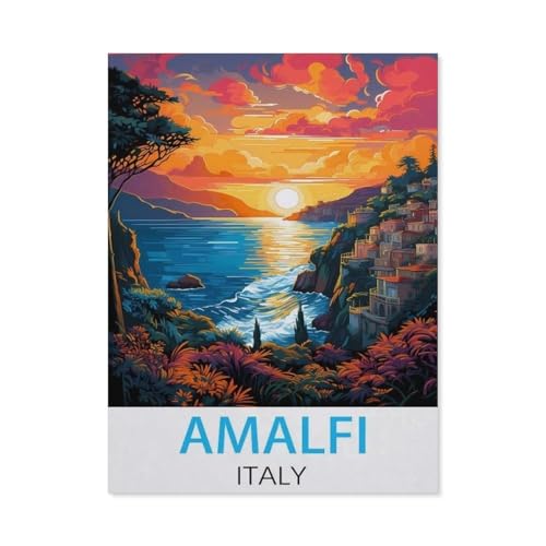 Puzzle 1000 Stück，Amalfi, Italien Vintage-Reiseposter，Holz Kinderspielzeug Dekompression Spiel（75x50cm）-J56 von GSBRSNTS