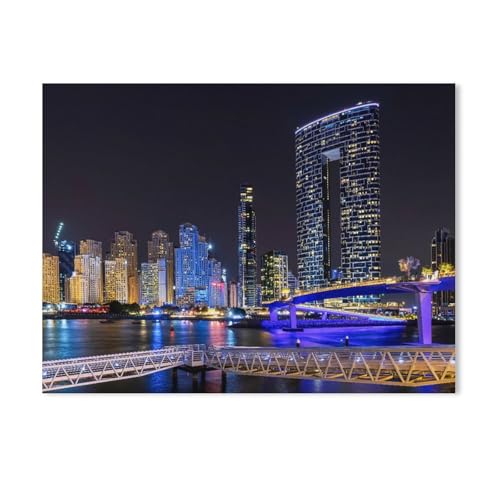 Puzzle 1000 Stück，Blick von Bluewaters Island auf Dubai，Papier Kinderspielzeug Dekompression Spiel（38x26cm）-Z68 von GSBRSNTS