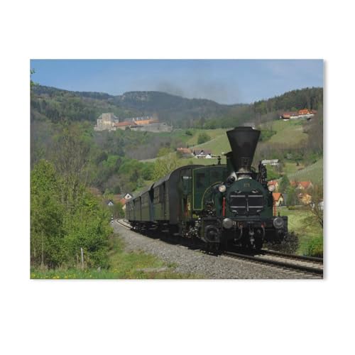 Puzzle 1000 Stück，Dampflok auf der Leibenfelder Höhe in Deutschlandsberg，Für Holz Erwachsene Spielzeug Dekompression Spiel（75x50cm）-AE94 von GSBRSNTS