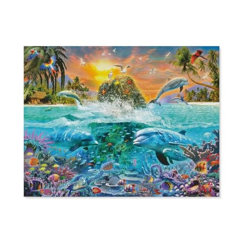 Puzzle 1000 Stück，Die Unterwasserinsel，Holz Kinderspielzeug Dekompression Spiel（75x50cm）-B50 von GSBRSNTS