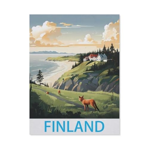 Puzzle 1000 Stück，Finnland Vintage-Reiseposter，Holz Kinderspielzeug Dekompression Spiel（75x50cm）-N24 von GSBRSNTS