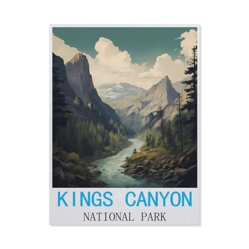 Puzzle 1000 Stück，Kings-Canyon-Nationalpark Vintage-Reiseposter，Für Papier Erwachsene Spielzeug Dekompression Spiel（50x70cm）-M60 von GSBRSNTS