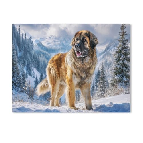 Puzzle 1000 Stück，Leonberger im Schnee，Papier Kinderspielzeug Dekompression Spiel（50x70cm）-Y22 von GSBRSNTS