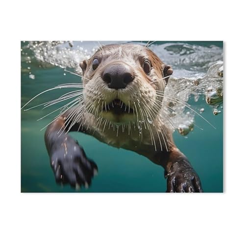 Puzzle 1000 Stück，Niedlicher Fischotter，Für Holz Erwachsene Spielzeug Dekompression Spiel（75x50cm）-AG40 von GSBRSNTS