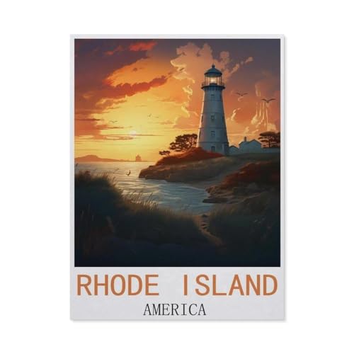 Puzzle 1000 Stück，Rhode Island, Amerika Vintage-Reiseposter，Holz Kinderspielzeug Dekompression Spiel（75x50cm）-M48 von GSBRSNTS