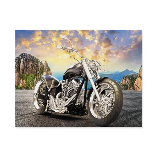 Puzzle 1000 Stück，Schwarzes Motorrad，Papier Adult Toys Dekompression Spiel（38x26cm）-D75 von GSBRSNTS