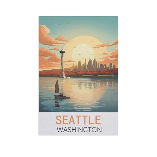 Puzzle 1000 Stück，Seattle, Washington，Für Holz Erwachsene Spielzeug Dekompression Spiel（75x50cm）-AM100 von GSBRSNTS