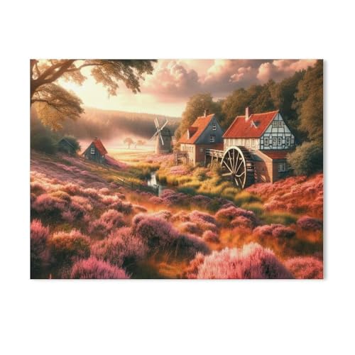 Puzzle 1000 Stück，Wassermühle in der Heide，Für Holz Erwachsene Spielzeug Dekompression Spiel（75x50cm）-AE21 von GSBRSNTS