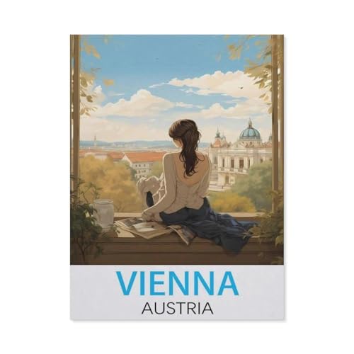 Puzzle 1000 Stück，Wien, Österreich Vintage-Reiseposter，Für Holz Erwachsene Spielzeug Dekompression Spiel（75x50cm）-L87 von GSBRSNTS