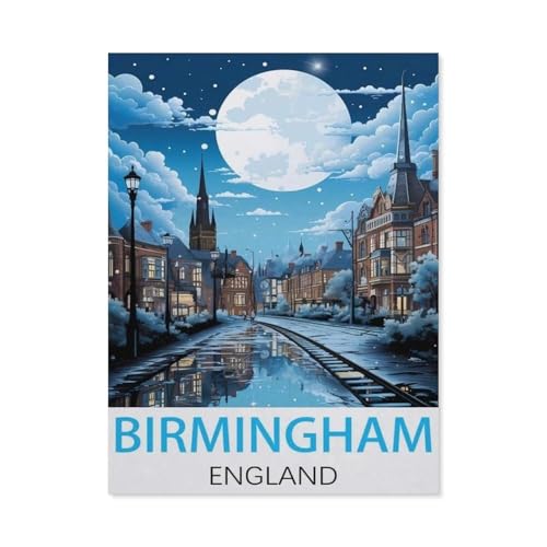 Puzzle 1000 Teile，Birmingham, England Vintage-Reiseposter，Papier Kinder Wiedergeboren Dekompressionsspiel（38x26cm）-J72 von GSBRSNTS
