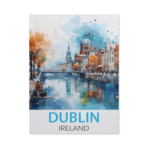 Puzzle 1000 Teile，Dublin, Irland Vintage-Reiseposter，Papier Adult Toys Dekompressionsspiel（38x26cm）-M61 von GSBRSNTS