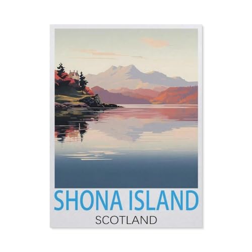 Puzzle 1000 Teile，Shona Island, Schottland Vintage-Reiseposter，DIY Handwerk Geschenk（50x70cm）-L37 von GSBRSNTS