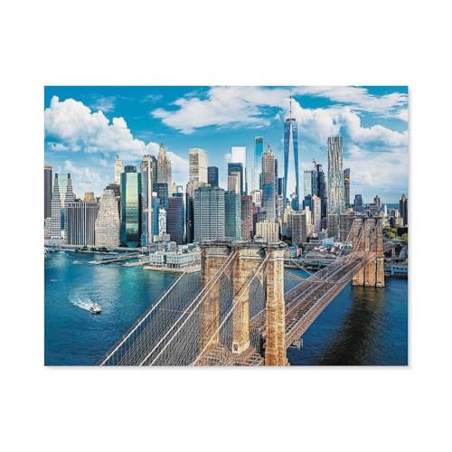Puzzle 1000 Teile DIY Holz Puzzle，Brooklyn Brücke, New York, USA，Freizeit Creative Kreuzworträtsel Spiel Kind Puzzle Spielzeug Geburtstag Festival Einzigartiges Geschenk（75x50cm）-D38 von GSBRSNTS