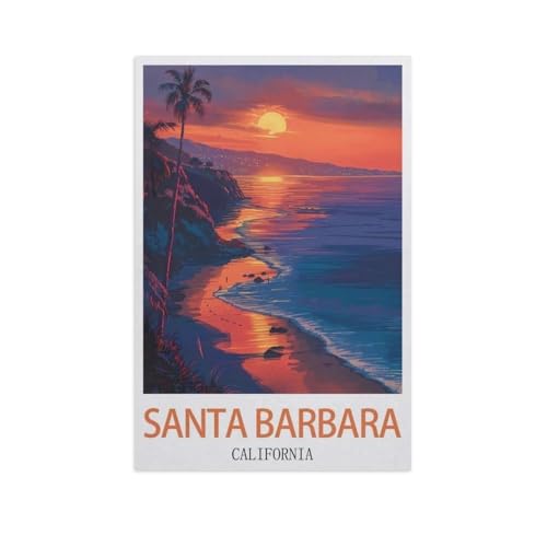 Puzzle 1000 Teile DIY Holz Puzzle，Santa Barbara, Kalifornien，Freizeit Creative Kreuzworträtsel Spiel Kind Puzzle Spielzeug Geburtstag Festival Einzigartiges Geschenk（75x50cm）-AI92 von GSBRSNTS