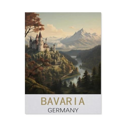 Puzzle 1000 Teile Erwachsene，Bayern Deutschland Vintage-Reiseplakat，Holz Puzzle（75x50cm）-N52 von GSBRSNTS