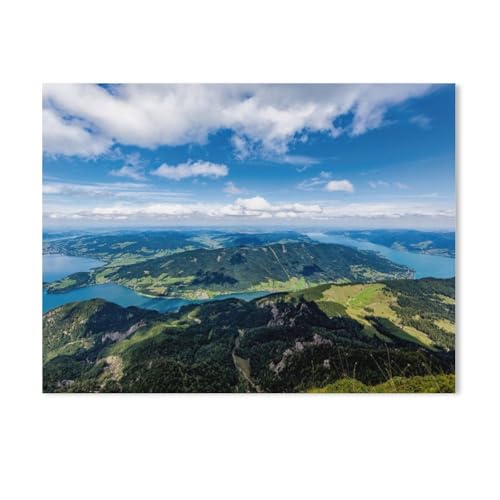 Puzzle 1000 Teile Erwachsene，Mondsee und Attersee von der Schafbergspitze aus gesehen，Papier Puzzle（38x26cm）-AD64 von GSBRSNTS
