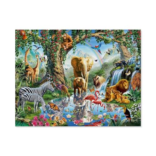 Puzzle 1000 Teile Erwachsenen Puzzle，Abenteuer im Dschungel，Kind Aus Papier Puzzle Panorama Art DIY Leisure Game Fun Geschenk Spielzeug Geeignete Freunde Familie（38x26cm）-A26 von GSBRSNTS