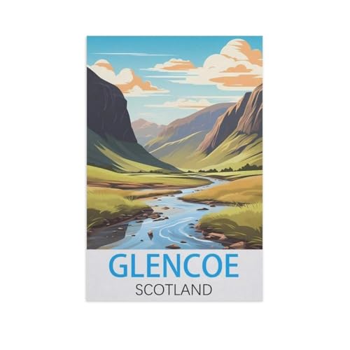 Puzzle 1000 Teile Landschaft Erwachsene Puzzle Holz Puzzle 3D Klassisches Puzzle，Glencoe, Schottland，DIY Moderne Kunst Hauptdekor（75x50cm）-AK29 von GSBRSNTS