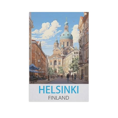 Puzzle 1000 Teile Landschaft Erwachsene Puzzle Holz Puzzle 3D Klassisches Puzzle，Helsinki, Finnland，DIY Moderne Kunst Hauptdekor（75x50cm）-AJ56 von GSBRSNTS