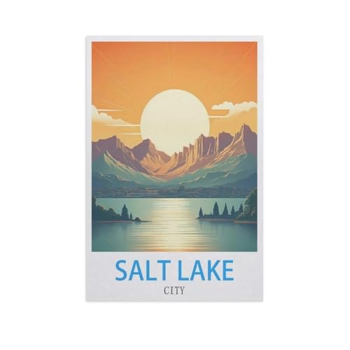 Puzzle 1000 Teile Landschaft Erwachsene Puzzle Holz Puzzle 3D Klassisches Puzzle，Salt Lake City，DIY Moderne Kunst Hauptdekor（75x50cm）-AI10 von GSBRSNTS
