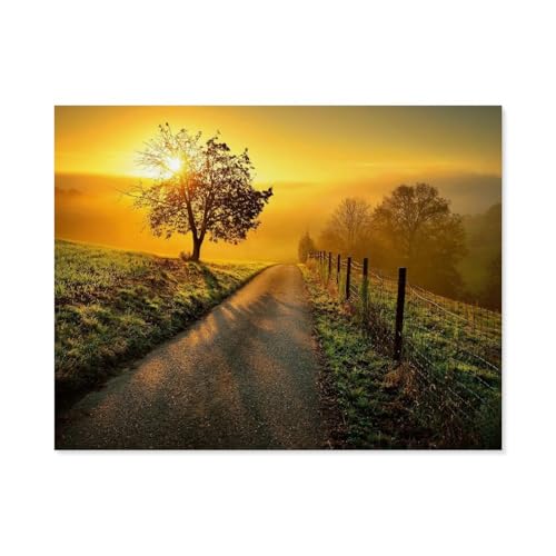 Puzzle 1000 Teile Landschaft Erwachsene Puzzle Papier Puzzle 3D Klassisches Puzzle，Landschaft in Morgensonne，DIY Moderne Kunst Hauptdekor（50x70cm）-A37 von GSBRSNTS