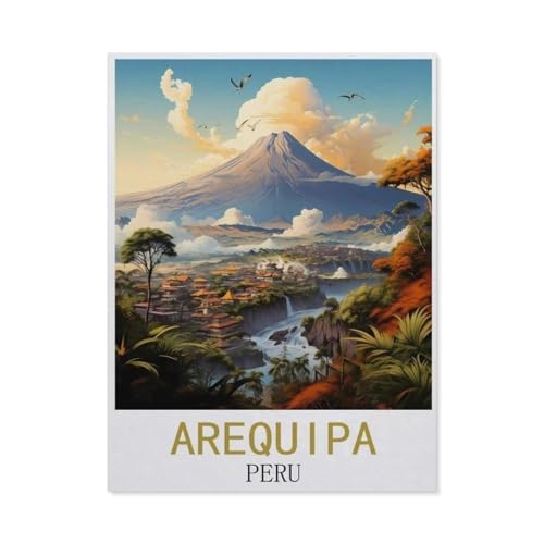 Puzzle 1000 Teile Papier，Arequipa Peru Vintage-Reiseplakat，Dekompression Der Erwachsenen，Kinderpuzzle Spiele Ab 8 Jahren, Spielzeug Für Mädchen Jungen Teenager（38x26cm）-N64 von GSBRSNTS