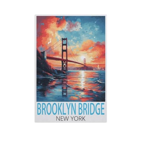 Puzzle 1000 Teile Papier，Brooklyn Bridge, New York，Dekompression Der Erwachsenen，Kinderpuzzle Spiele Ab 8 Jahren, Spielzeug Für Mädchen Jungen Teenager（38x26cm）-AL82 von GSBRSNTS