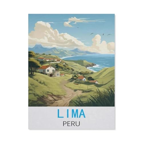 Puzzle 1000 Teile Papier，Lima, Peru Vintage-Reiseposter，Dekompression Der Erwachsenen，Kinderpuzzle Spiele Ab 8 Jahren, Spielzeug Für Mädchen Jungen Teenager（38x26cm）-M15 von GSBRSNTS