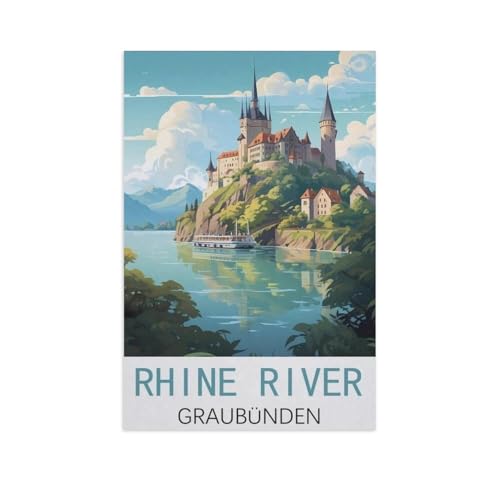 Puzzle 1000 Teile Papier，Rhein, Graubünden，Dekompression Der Erwachsenen，Kinderpuzzle Spiele Ab 8 Jahren, Spielzeug Für Mädchen Jungen Teenager（50x70cm）-AJ63 von GSBRSNTS