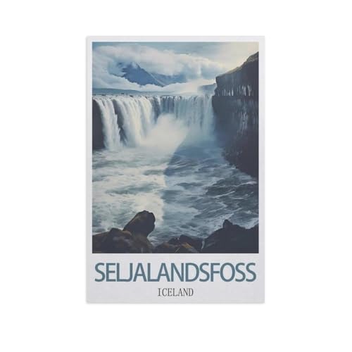 Puzzle 1000 Teile Papier，Seljalandsfoss, Island，Dekompression Der Erwachsenen，Kinderpuzzle Spiele Ab 8 Jahren, Spielzeug Für Mädchen Jungen Teenager（38x26cm）-AI90 von GSBRSNTS