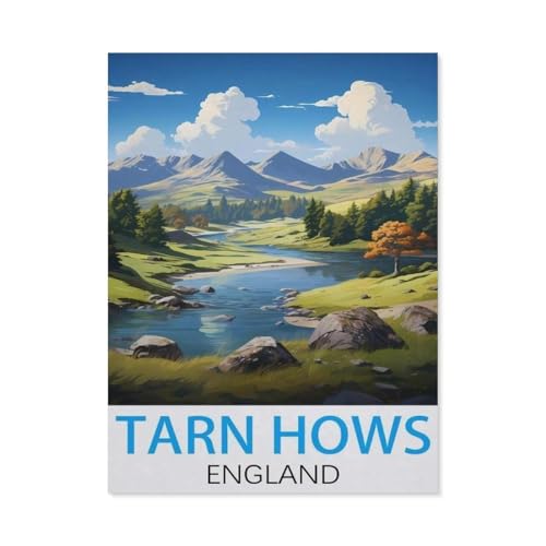 Puzzle 1000 Teile Papier，Tarn Hows, England Vintage-Reiseposter，Dekompression Der Erwachsenen，Kinderpuzzle Spiele Ab 8 Jahren, Spielzeug Für Mädchen Jungen Teenager（38x26cm）-I50 von GSBRSNTS