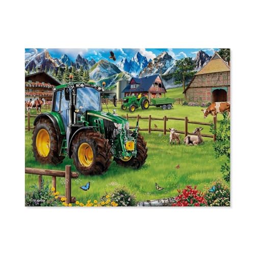 Puzzle 1000 Teile für Erwachsene，Alpenvorland mit Traktor，Klassische Puzzle Teenager Jungen Mädchen Puzzle DIY Moderne Wohnkultur Einzigartiges Geschenk Intellektuelles Spiel（38x26cm）-E90 von GSBRSNTS