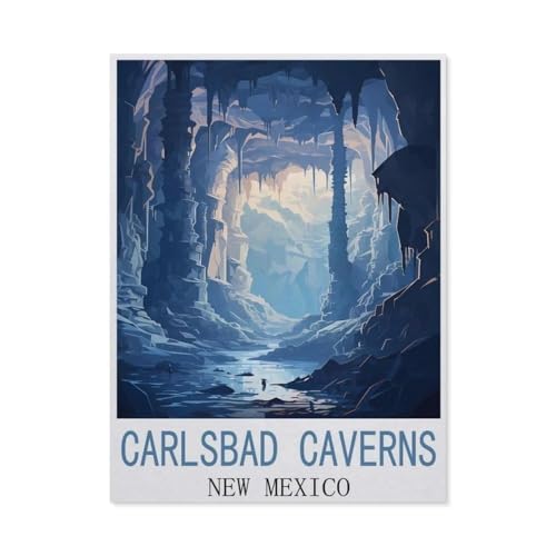 Puzzle 1000 Teile für Erwachsene，Carlsbad-Caverns-Nationalpark Vintage-Reiseposter， Teenager Jungen Mädchen Puzzle DIY Moderne Wohnkultur Einzigartiges Geschenk Intellektuelles Spiel（38x26cm）-M23 von GSBRSNTS