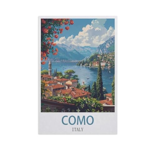 Puzzle 1000 Teile für Erwachsene，Como, Italien，Klassische Puzzle Teenager Jungen Mädchen Puzzle DIY Moderne Wohnkultur Einzigartiges Geschenk Intellektuelles Spiel（38x26cm）-AI98 von GSBRSNTS